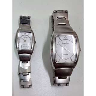 二手Roven Dino Matching His and Her White Dial Sapphire Quartz