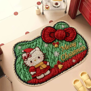 可愛hello kitty卡通聖誕節 棉麻地毯 地墊 浴室地墊吸水防滑 腳墊子60x40cm