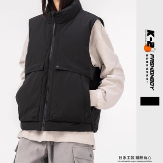 【K-2】日式復古 工裝背心 大口袋 造型背心 鋪棉背心 馬甲 背心 工裝 vintage 街頭 穿搭 打扮【J339】