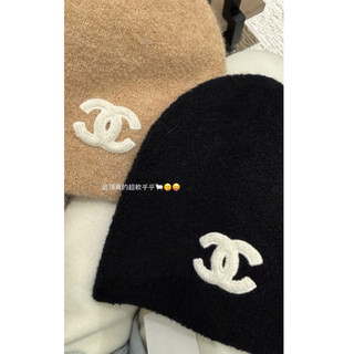 ✖️全新Chanel 26c cashmere毛帽 logo 黑色/奶茶色（台灣
