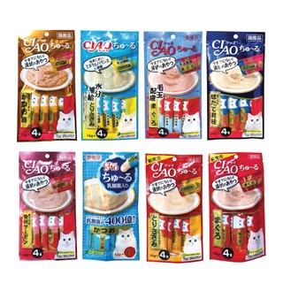 CIAO貓肉泥 14g*4入 (4入/包)【INABA】多種口味 貓咪零食 貓咪肉泥【口味隨機出貨】
