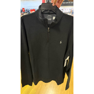 POLO RALPH LAUREN POLO QUARTER ZIP 黑色立領 軟棉長袖 L號