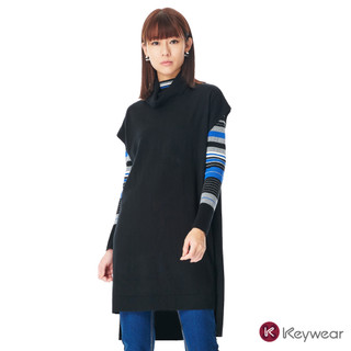 【KeyWear 奇威名品】高領針織洋裝 黑色