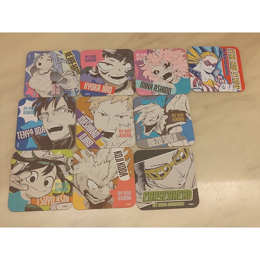 [睡睡蛙小池] 我的英雄學院 杯墊 波動捻麗 耳郎響香 星條旗 尾白猿夫 蛙吹梅雨 障子目藏 蘆戶三奈 口田甲司