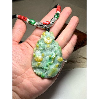 早期收藏老料三彩翡翠四大神獸守護吊墜 青龍白虎朱雀玄武 立體滿工雕刻
