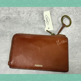 Nami.Fossil 鑰匙圈皮革零錢卡包 焦糖棕