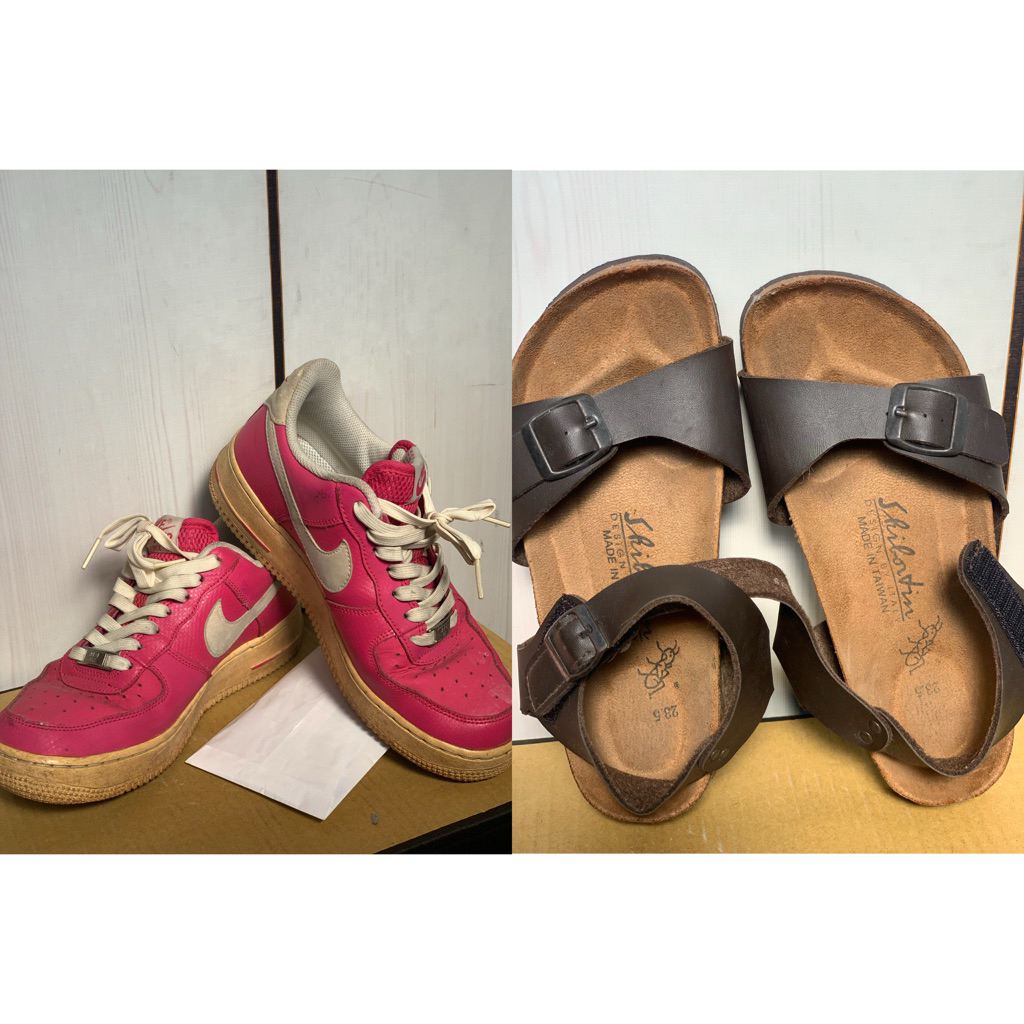NIKE AIR FORCE 粉色，女鞋24.5號，紅螞蟻牌，女涼鞋23.5號