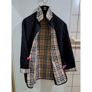 L碼／日本二手／Burberry 菱格紋衍縫女神外套