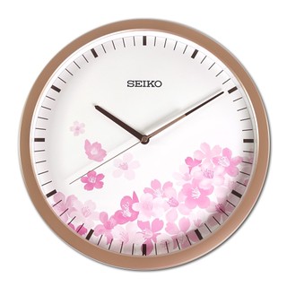 SEIKO 精工 / 36cm 浪漫櫻花 直刻 居家擺飾 跳秒掛鐘 - 白x玫瑰金色框 ＃PIA020P/SK048