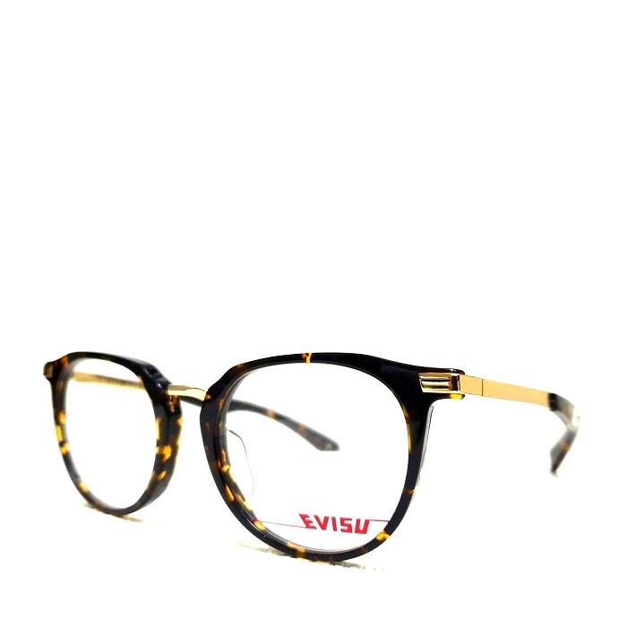 EVISU 日本福神 古著文青 時尚潮流 亞洲版 復古大鏡面 深黑玳瑁琥珀 光學眼鏡