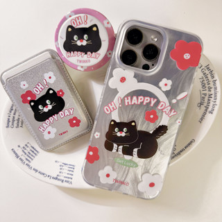Twinko💗[CA2089]OH!HAPPY DAY快樂幸運黑貓/New!質感IMD羽紗殼/高品質IMD內印刷/磁吸殼
