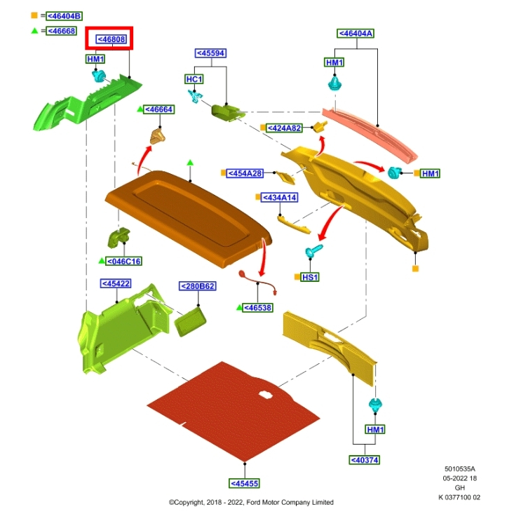【JT福特原廠】FOCUS MK4 MK4.5 五門 正廠 後箱蓋內飾板 左側 有室內燈孔