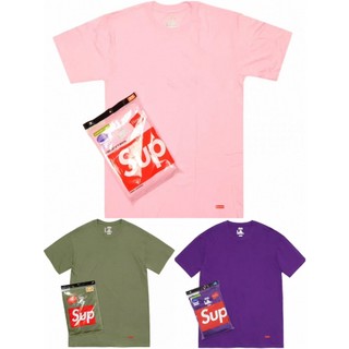 Supreme Hanes tagless 素T 黑 白 紫 粉 灰 小LOGO 軍綠 棋盤格 樹紋 單件 多件