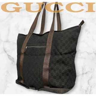 GUCCI 正品 極品 大容量 ★GG圖案手提包 購物袋 收納袋 棕色