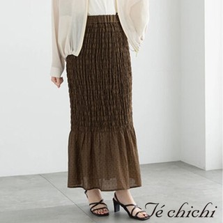 Te chichi 松井愛莉著用款-點點圖案層次褶皺設計長裙(0F000867710)