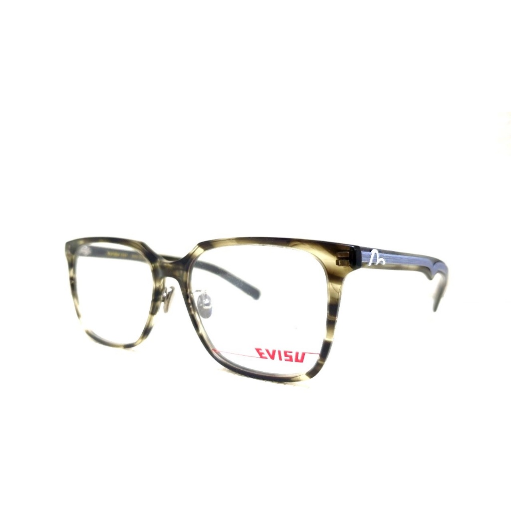 EVISU 日本福神 時尚潮流 牛仔褲 亞洲版 復古 輕量化 黑灰雲彩紋路大方框 灰色線條 白色經典LOGO 光學眼鏡