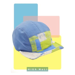 【HiGh MaLi】日系五分帽 | 可愛藍+鮮綠幾何 | 帽簷三樣式 |
