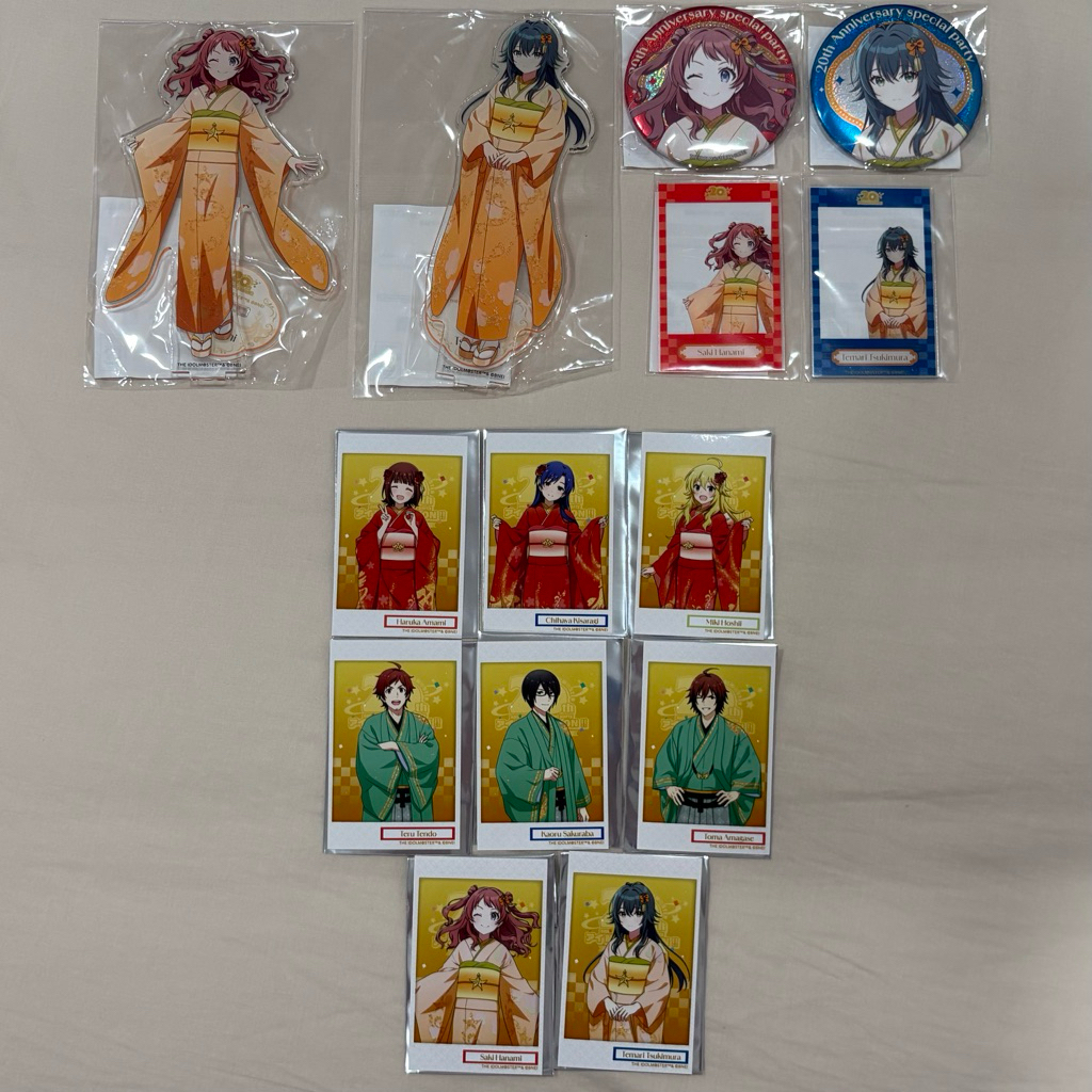 偶像大師20th特別生配信 徽章 立牌 寫真（天海春香/如月千早/星井美希/天瀨冬馬/天道輝/櫻庭薫/花海咲季/月村手毬