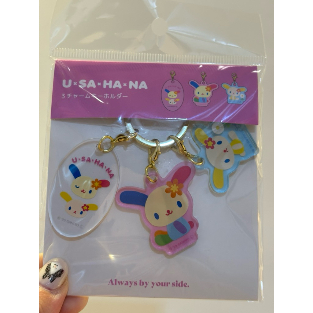 （現）日本正版Sanrio三麗鷗花小兔米花兔usahana兔兔壓克力鑰匙圈吊飾掛飾美樂蒂彼安諾布丁狗大耳狗花愛心收藏禮物