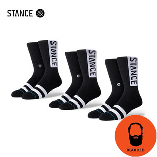 【 🇺🇸大鬍子美國襪子選品 】STANCE - OG CREW SOCKS經典品牌印花設計系列街頭休閒長襪三件裝