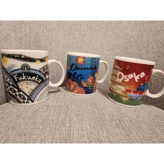 ●JPI COM●全新 星巴克手繪城市馬克杯 日本製 2013年 福岡 沖繩 2014年 絕版杯