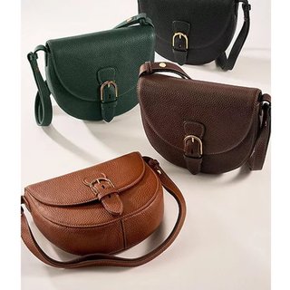FOSSIL Everleigh 真皮斜背馬鞍包 墨綠 ZB11068301