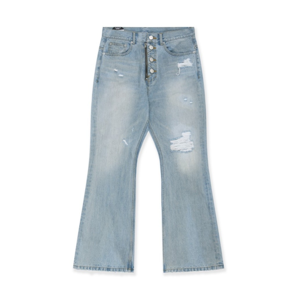 【狼嚴選】Protocol Index DOUBLE CLOSURE FLARED DENIM PANTS - BLUE