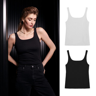 Bread & Boxers Tank 有機棉女用圓弧背心 白/黑