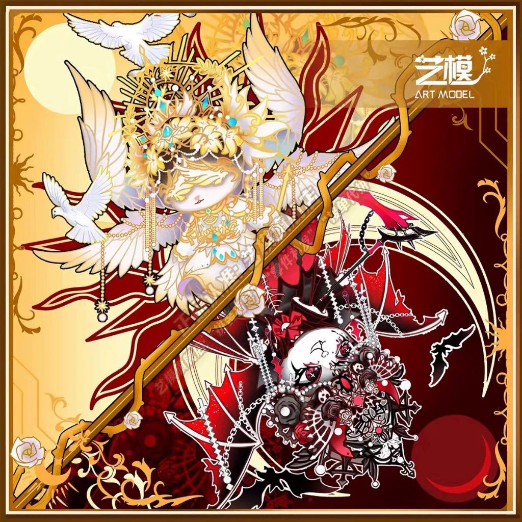 🐱藝模喵之城天使惡魔3D立體拼裝模型 金屬拼裝 喵之城 天使惡魔 聖翼天使 模型玩具 桌面擺件 交換禮物 DIY模型收藏