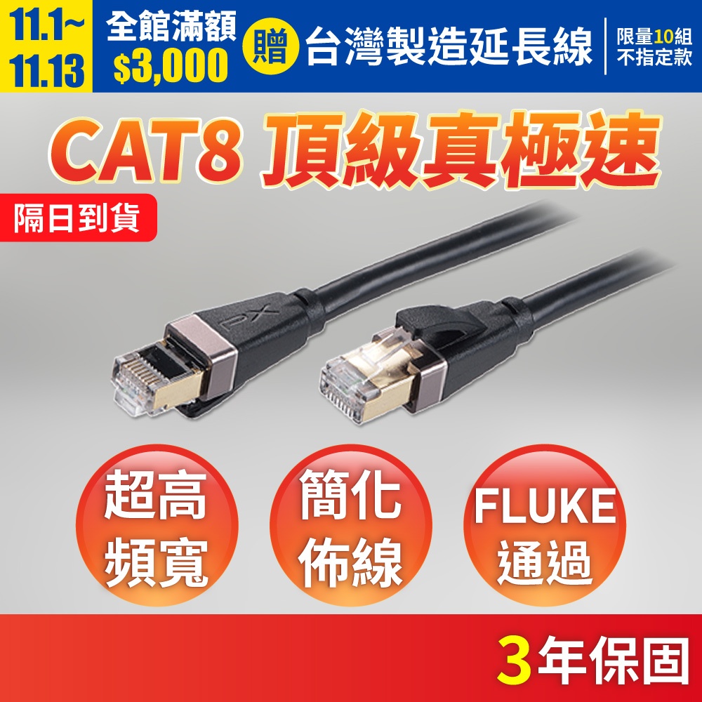 PX 大通 長米數 高階賣場 LC8系列 CAT8 40G CAT6 頂級真極速 網路線 Fluke 高速網路線