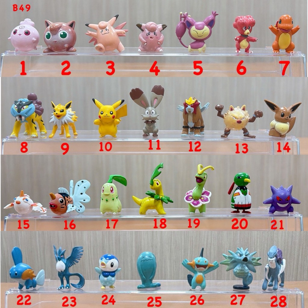 ♋魏玩具 B 49 中型 二手 胖丁 皮皮 鴨嘴寶寶 雷伊布 皮卡丘 炎帝 火爆猴 伊布 菊草葉 神奇寶貝 寶可夢