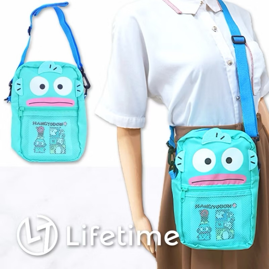 台灣現貨 ﹝人魚漢頓直式斜背包﹞正版 側背包 肩背包 斜背包 斜肩包 旅行包 手機包 三麗鷗 人魚漢頓 醜魚 正版