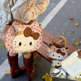 豹紋hello kitty雙肩包 後背包 包包 多功能可單肩斜背包 大容量 黑色背包