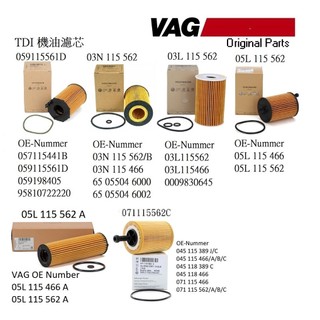 PORSCHE Audi VW Skoda VAG 車系 TDI 原廠 機油濾芯