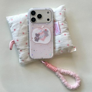 𝟐𝑫𝑨𝒀𝑺.𝒍𝒂𝒃｜粉棉花糖小熊亮片 星星閃粉 甜美可愛風 iPhone 13/14/15/16/17 Pro Max