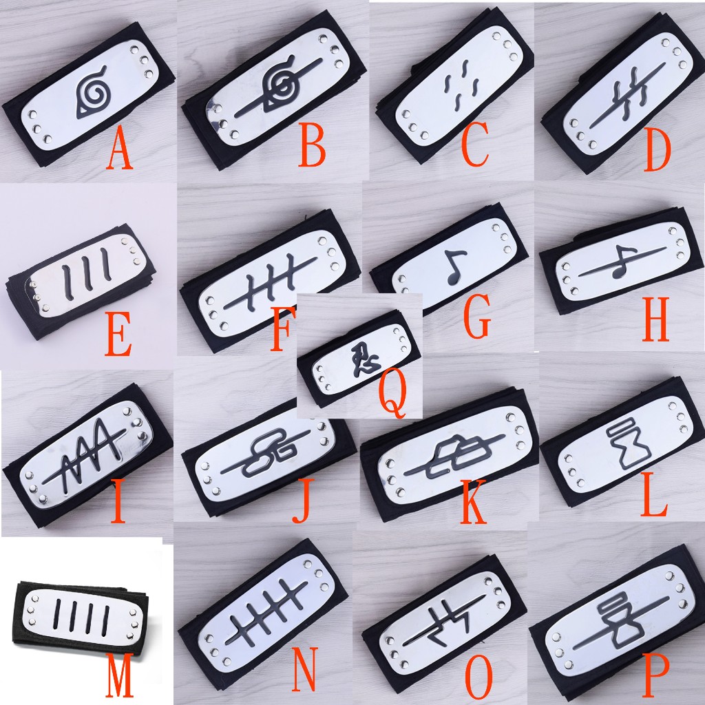 火影忍者護額 火影頭帶 木葉 木判 砂忍 砂判 音忍音判草判湯忍湯判雲判雨隱雨判霧隱霧判岩判瀧判自來也忍者聯軍