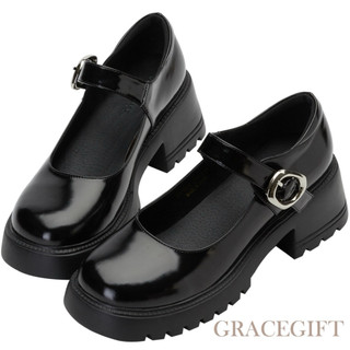 Grace Gift瑪莉珍鞋 包鞋 瑪麗珍【輕量圓頭厚底瑪莉珍鞋】厚底鞋 瑪莉珍