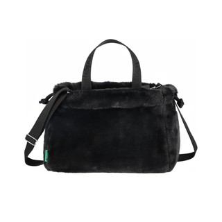 LeSportsac 2025冬季新品 FUR Drawstring Tote 羊羔絨抽繩托特包(3031) 黑+綠