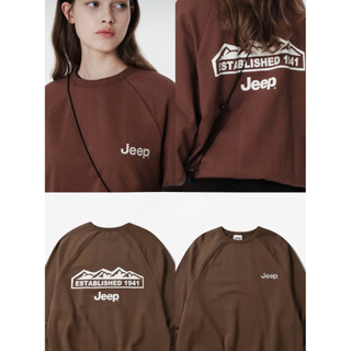 Jeep 小logo落肩大學踢 顏色-棕色,尺寸-S