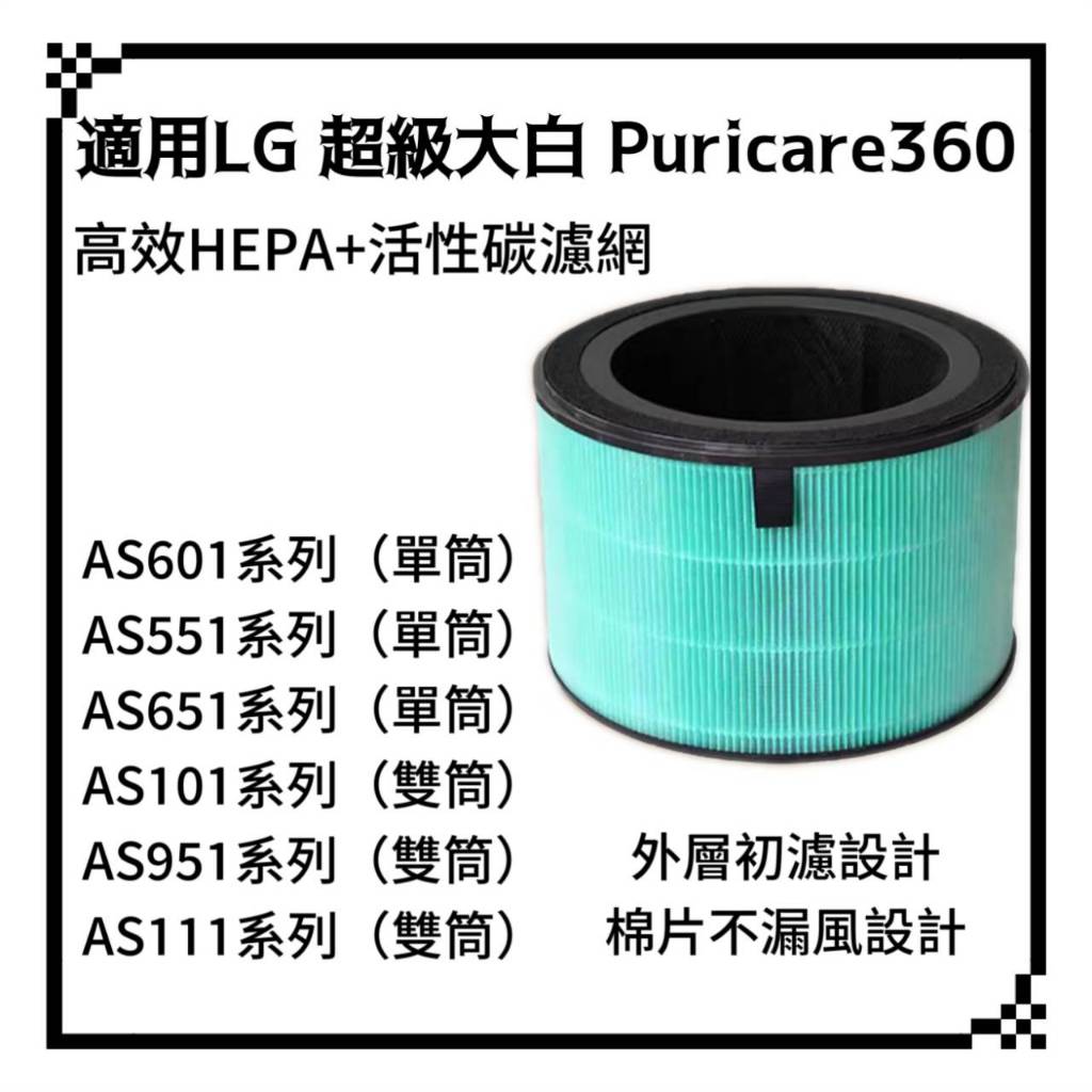 適用 LG 超級大白 PuriCare 360 濾芯 濾網 HEPA AS651DWH0 AS101 AS601HWG0
