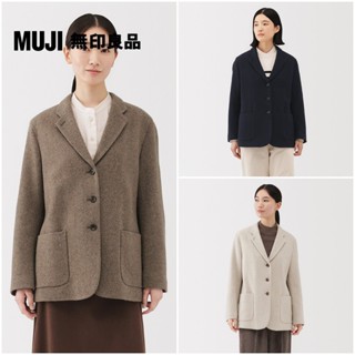 【MUJI 無印良品】女再生羊毛混粗花呢外套