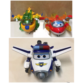 二手 （3個一起賣）超級飛俠 樂迪+多多多尼 保羅包警長 super wings 變形金剛變形機器人玩具