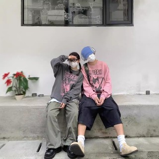 ADUM韓國代購cavish 圓領貓咪吉他印花衛衣 寬鬆長袖衛衣 男女同款大學T
