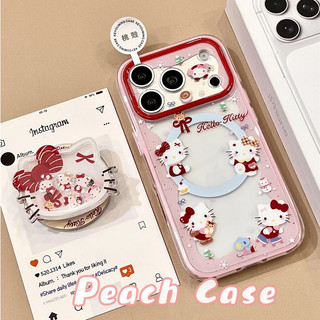 蝴蝶結 Kitty 搖搖樂磁吸支架 適用iPhone18 17 16 15 Pro Max手機殼 全包光面二合一磁吸硬殼