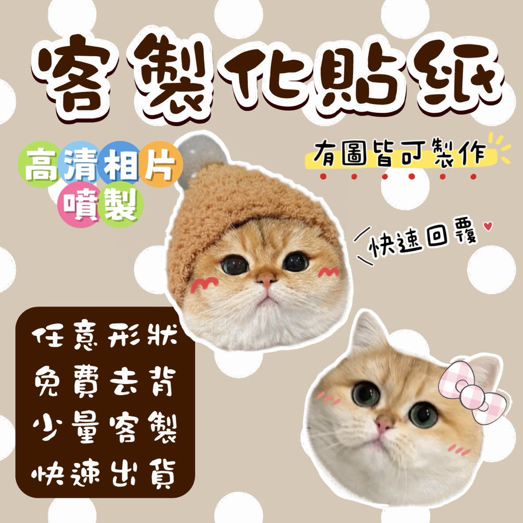 【客製化寵物貼紙】快速出貨🚚免費去背 少量製作 客製化 寵物貼紙 防水貼紙  行李箱貼紙 安全帽貼紙 機車貼紙