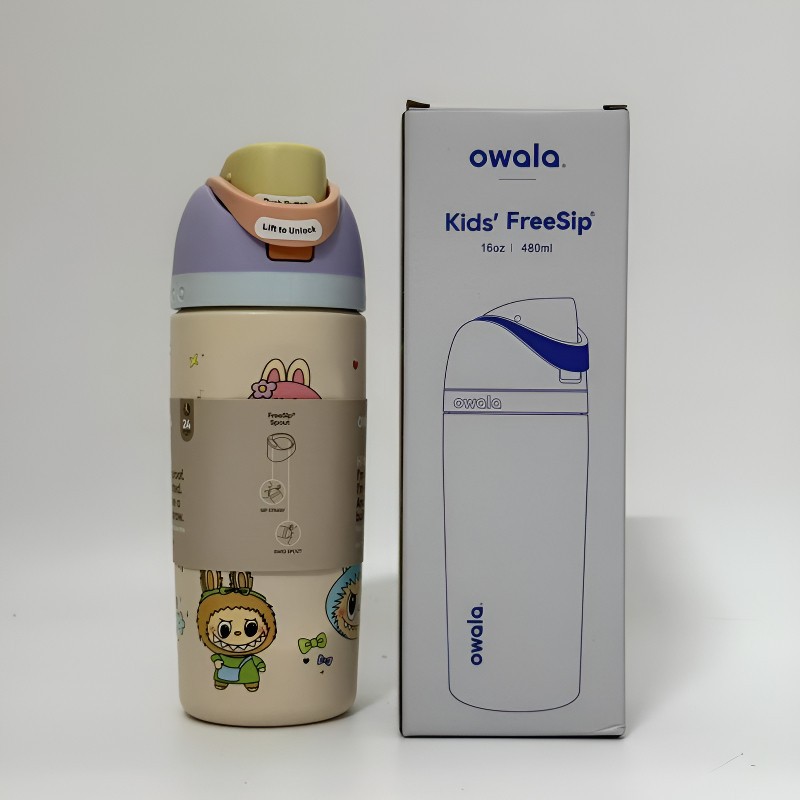 【活動促銷 優惠多多 】兒童水壺 16oz/480ml 不鏽鋼 黃色拉布布 owala freesip Kids