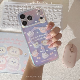 [CA2167]❥幸運兔茸茸滿版達摩系列/霧面幻彩殼/IMD磁吸殼/新春招財/IPHONE17 16 15Pro