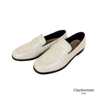 【ClayDerman】時尚品味胎牛皮樂福鞋-白色(5367015-90)