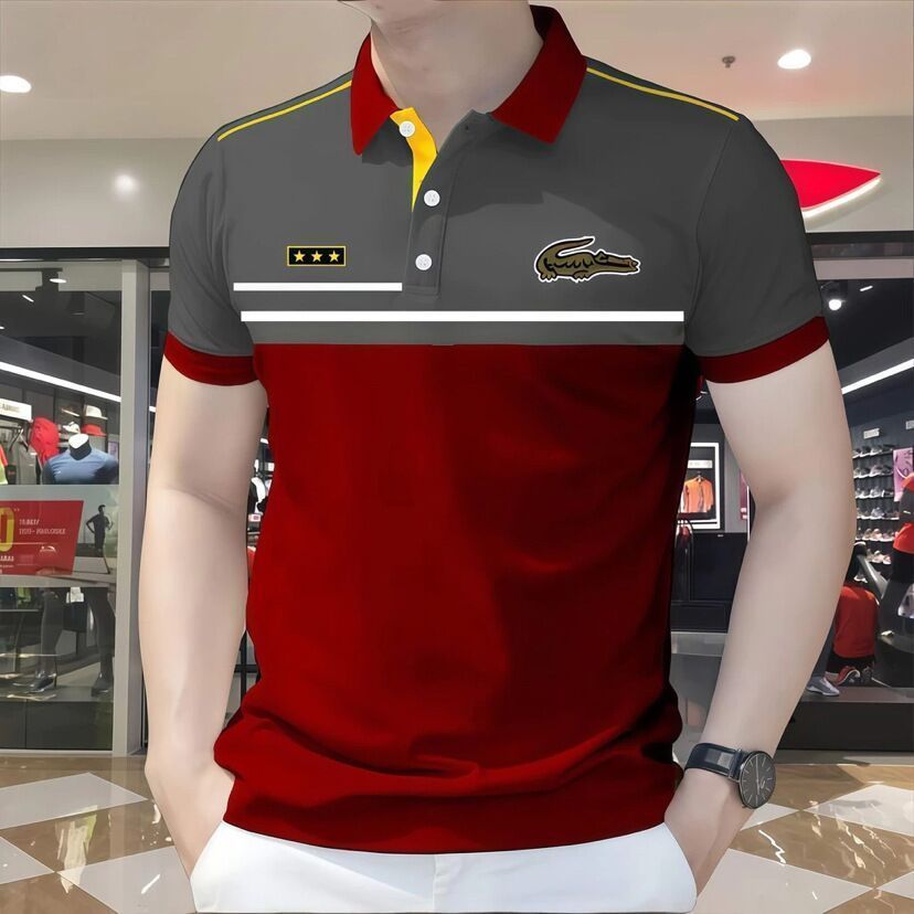 【夏季新品 短袖POLO衫 短袖上衣 工作服 冰絲涼感】新款POLO翻領紐扣條紋短袖潮流有領顯瘦爆款奢華彈力潮流男裝
