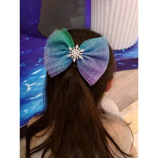 💖現貨快速出💖全新夢幻冰雪奇緣風格雪花網紗蝴蝶結髮夾髮飾 兒童公主髮飾Elsa